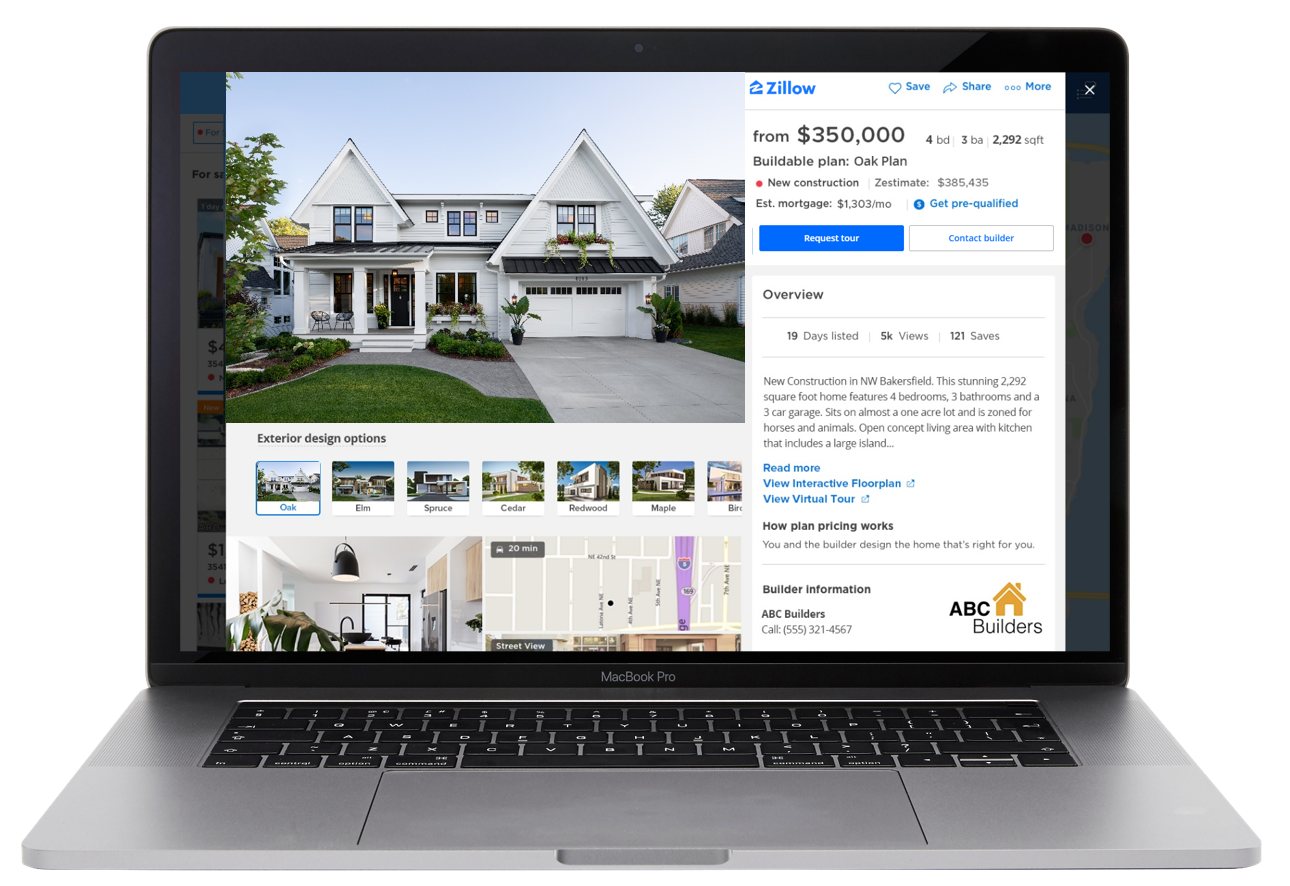 Laptop displaying a Zillow home listing