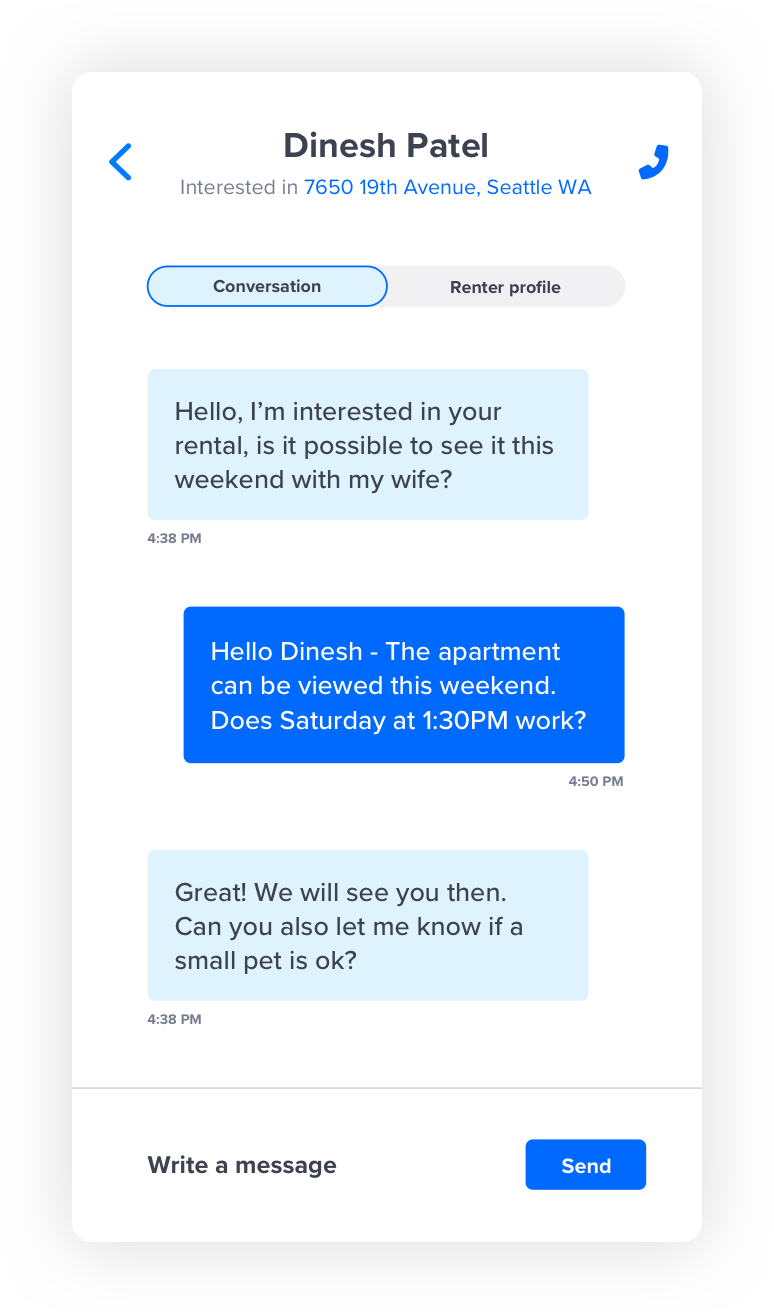 messages between landlord and renter