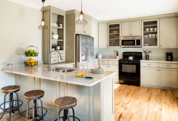 Image of kitchen with wood floor