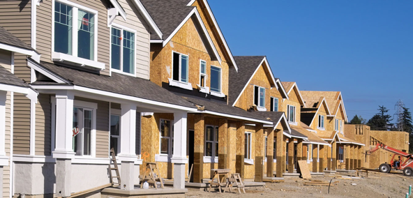 row of houses under construction